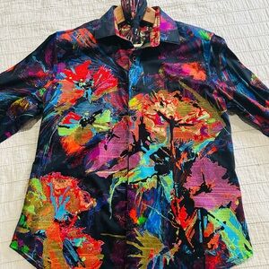 Robert Graham Vibrant Abstract Floral Shirt